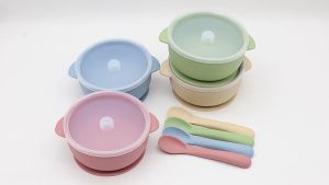 2 in 1 Stainless Steel Suction Bowl with Silicone Base Baby Feeding Spoon Anti Scalding BPA Free 6M+