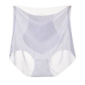 Ice Silk Seamless Underwear Women High-Waisted Hip Lift Tummy Tuck Panties Plus Size Briefs 女士冰丝无痕内裤