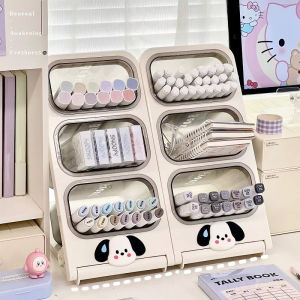 Plastic Slanted Pen Holder Stationery Pen Storage Box Large Capacity Foldable Cosmetics Bucket