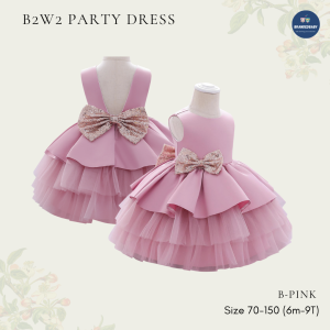 [Brandedbaby] 6M-9T Dress Pesta Anak Perempuan Premium Satin Tulle Fashion Korea Pita Sequin Glitter