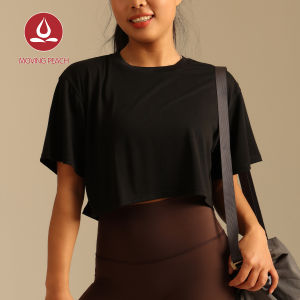 เสื้อยืดแขนสั้นเอวลอยกีฬาสำหรับผู้หญิงพีชน้ำหนักเบาและนุ่มผ่อนคลายออกกำลังกายสวมใส่ทุกวัน ATL