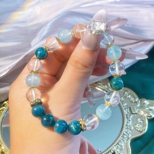 【现货】蓝磷灰+海蓝宝+白水晶手串|净化疗愈 × 平衡情绪 × 提升直觉|Blue Apatite + Aquamarine + Clear Quartz Bracelet|Healing • Calm Energy • Intuition