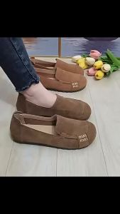 Loafers Slip-On Shoes Retro Suede Flat WomenS Shoes 2025 Spring And Autumn New Style Slip-On Soft-Soled Shoes