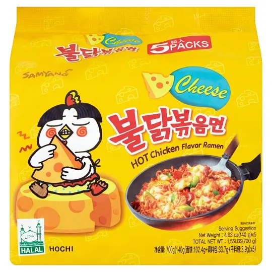 Samyang Hot Chicken Flavor Ramen Stir Fried Noodles Buldak Bokkeum Myun 4.93 oz (5 Pack)