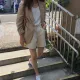 ZD Early Spring New Korean Style Internet Celebrity Blazer for Women Korean Version Loose Small Suit British Style. 