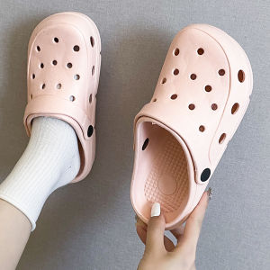 [Free Shipping] Cartoon Pink Bear Thick-Soled Clogs for Women Beach Outdoor Closed-Toe Sandals 2025 New Model