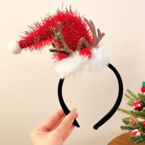 Christmas Bow Red Bear Ears Plush Headband Adult New Year Cute Cartoon Childrens Dress Up Supplies