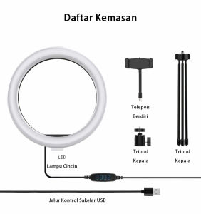 26cm Usb Dapat Diisi Ulang Pencahayaan Fotografi Rias Wajah Selfie yang Dapat Diisi Ulang