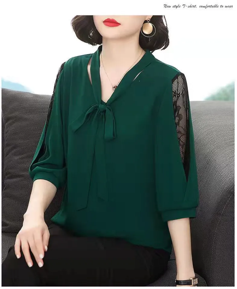 Ladies' Tassel Chiffon Shirt with Half Placket and Shell Button - China  Lace Shirt and Half Sleeve price