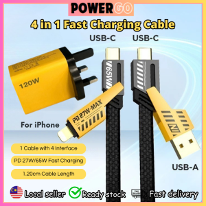4-in-1 Fast Charging Cable 65W Type-C To Lightning USB-A To Type C Multi Port Charger Cable Multiple Cable