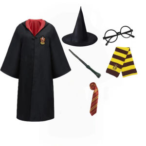 SG Stock 6PCS Harry Potter Costume Robe Cape Cloak Halloween Adult Kids Cosplay Magic Suit Gryffindor Slytherin Hufflepuff Hogwarts wizard robes