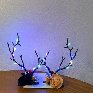 JHKJF Elk Ears Halloween Glowing Antler Hair Hoop Pumpkin LED Fairy Deer Ear Headband Luxury Skull Kids Head Wear Festival Decoration
