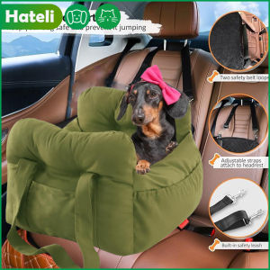 HATELI Dog Car Seat for Small Dogs Cats Portable Puppy Car Seat of Easy Installation Fashionable Pet Carrier Bag with Large Pockets Machine Washable Dog Booster Seat with Clip-On Safty Leash