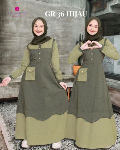 Raunapride Gamis Remaja Tanggung /GR-36 Hijau / Fashion Muslim Kekinian