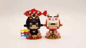 Mocozone MOC Brickheaz Block  Lego Fortune Cat Fish Cat 招财猫 锦瑞猫 迷你颗粒 积木