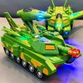 Đồ Chơi Xe Tăng Biến Hình Thành Máy Bay – Có Đèn LED & Âm Thanh, Màu Camo Quân Đội. 