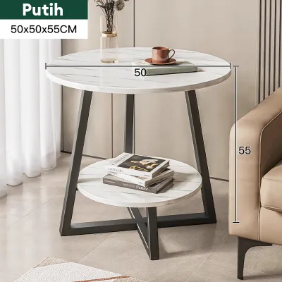 Meja Ruang Tamu Marmer Meja Kopi Besi Meja Bulat 2 Susun Meja Minimalis Tamu Meja Pojok Bunga