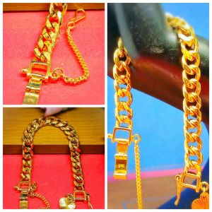 Sesuai Budak Shj An Ori.High Grade Quality Emas Korea (24K Gold Plated)Rantai Tangan Pattern Bunga(Pasir Sinar)Sinar2.Saiz ni Sesuai BUDAK Shj