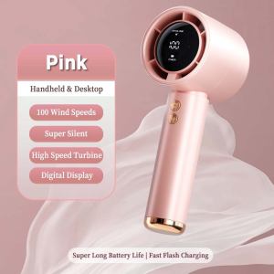 X-DEAL Handheld high-speed fan intelligent digital display turbine mini portable small wind cannon USB small fan