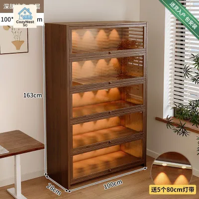 [CozyNest ]Solid Wood Dustproof Bookcase Against The Wall Storage Cabinet Storage Cabinet Floor Shelves Home Bookshelves