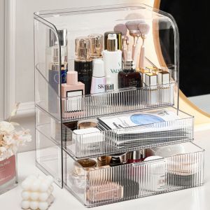 VOYUE มัลติฟังก์ชั่ กล่องจัดเก็บเครื่องสำอาง กันฝุ่นกันฝุ่น ประเภทลิ้นชักลิ้นชัก กล่องโชว์เครื่องสำอาง จุได้มาก กล่องเก็บเครื่องสำอาง ที่เก็บเดสก์ท็อป