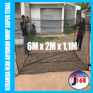 Keramba Ikan Super tebal & super kuat lubang anyaman 9mm² siap pakai ukuran 6x2x1