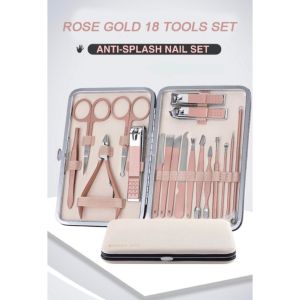 18 Pcs Professional Anti-Splash Nail Set Manicure Tools Kit Stainless Steel Nail Clipper