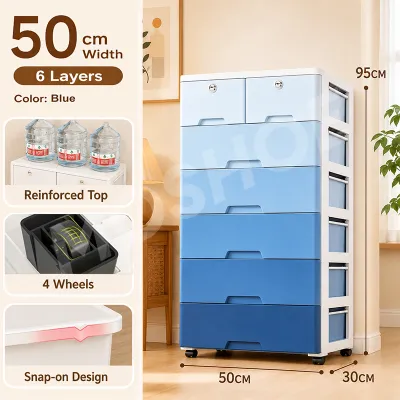 MOSHOE 50CM Plastic Drawer Cabinet Thickened Clothes Storage Organizer Space Saving Household Cabinet for Home