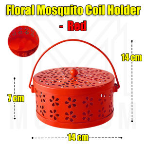 Red Floral Mosquito coil holder| Floral coil holder| Mosquito coil box| Mosquito coil case |Mosquito coil and holder| Mosquito coil holder portable|Outdoor mosquito coil holder case| Hollow coil holder