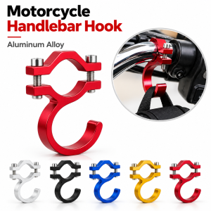 MIRELAE 1Pcs Arc Shape Motorcycle Handlebar Hook Gold Tone Aluminum Alloy Handlebar Storage Hook Durable Gasket Helmet Hanging Hook for Motorcycle Bicycle Handlebar