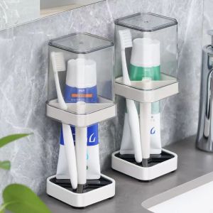 Covered Toothbrush Holder Dustproof Tooth Brush Stand 3-Slot Waterproof Toothbrush Holders for Camping Dorm Counter Shower
