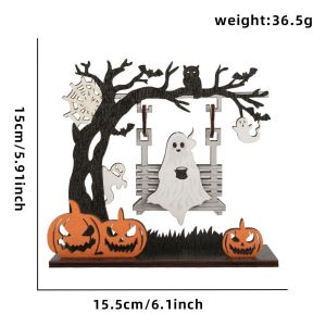 WENKEN Chủ đề Halloween Tượng trang trí Bí Ngô Ma Thuật Phong cách Swing Đồ trang trí ngày lễ Gỗ Đồ trang trí bàn làm việc Tặng quà