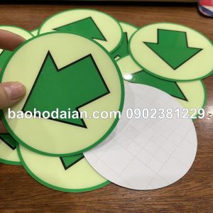 Mũi tên tròn thoát hiểm dạ quang 10x10cm