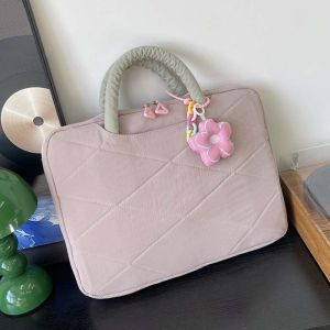MIIQNUS Handle Style Laptop Sleeve With Flower Pendant Puffy Laptop Bags Laptop Cover Sweet Computer Handbag Women/girl