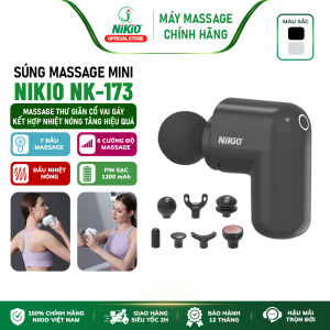 Súng Massage Giãn Cơ Máy Mát Xa Cầm Tay Nikio NK-173 - Thiết Kế Mini Nhỏ Gọn 7 Đầu Matxa Đa Năng Đầu Nhiệt Nóng Pin Sạc Tiện Lợi
