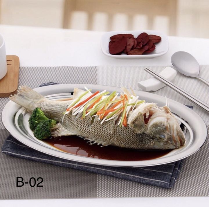 STAINLESS STEEL OVAL PLATE Dinner plate 20cm/25cm/30cm/32cm/35cm B-02 D/S-33