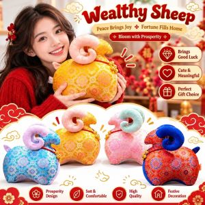 MIRELAE Phong cách Trung Hoa Búp bê hình cừu. Vải thủ công Năm Dê Búp bê cừu bằng vải Lễ hội Làm thủ công Búp bê kiểu Trung Quốc. Trang trí nhà cửa