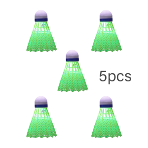 5pcs LED Luminous Badminton Green Nylon Shuttlecock Ball Plastic Outdoor Lighting Training Ball
