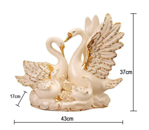 Gia đình thiên nga gốm trắng cao cấp mạ vàng 24k Thú Decor trang trí nhà đẹp