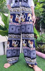 กางเกงขายาว กางเกงผู้หญิงขายาว กางเกงลายช้าง