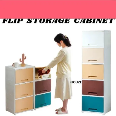 2/3/4/5 Tier Plastic Storage Box Flip Top Cabinet Drawer Organizer Container Rack