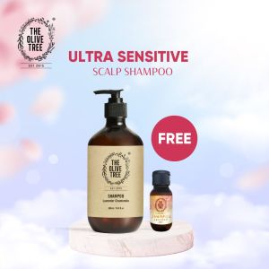 The Olive Tree Lavender Chamomile Shampoo 500ml for Sensitive / Eczema Skin / Scalp / Hair / Natural / Gentle / Mild / Baby / Kids / Sulphate Free