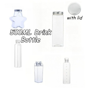 500ML Reusable Clear Drink Bottle Square Design With Leakproof Metal Lid For Home And Travel