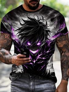 Summer Jujutsu Kaisen Anime 3D Digital Printing t Mens stylish character short-sleeve trendy loose-fitting couples shirt
