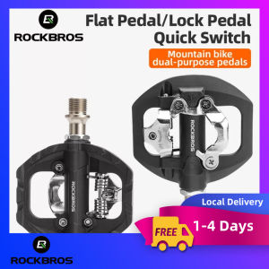 【Local Delivery】ROCKBROS Cleats Pedal Sealed Bearing Self-Locking MTB Pedal Ultralight Dual Purpose Nylon Flat Pedal Bike Accessories
