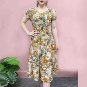 （Ready Stock）2023 Fashion Shop High Quality Plus Size Dress for Women Korean Style Outfit Long Maxi Dress for Ladies Casual Lattice Dress for Teens Girls Clothes on Sale