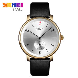 SKMEI 1398 Fashion Creative Small Dial Quartz Men Watch Simple Leather Strap Ultra-thin Wristwatch 3ATM Waterproof