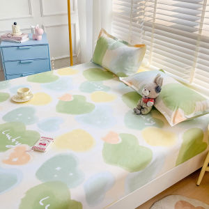 Garterized tấm ga trải giường rửa bông fittedsheet dễ thương duy nhất/siêu đơn/Nữ Hoàng/Vua Hello Kitty/Quái Vật Đại Học/bánh rán bedsheet
