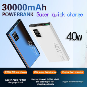 【SG Ready Stock】3C 40W/66W Powerbank 30000mAh|Power Bank Fast Charging With Built-in Cable Flash Charging Power bank Qc3.0 Mobile Power Charger Support fast charging for Huawei iPhone OPPO Xiaomi VIVO Samsung 移动电源 充电宝