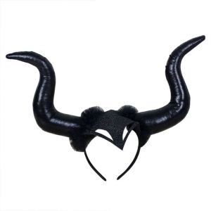 Bando Tanduk Maleficent Halloween Cosplay Pesta Headband Hitam Devil Iblis